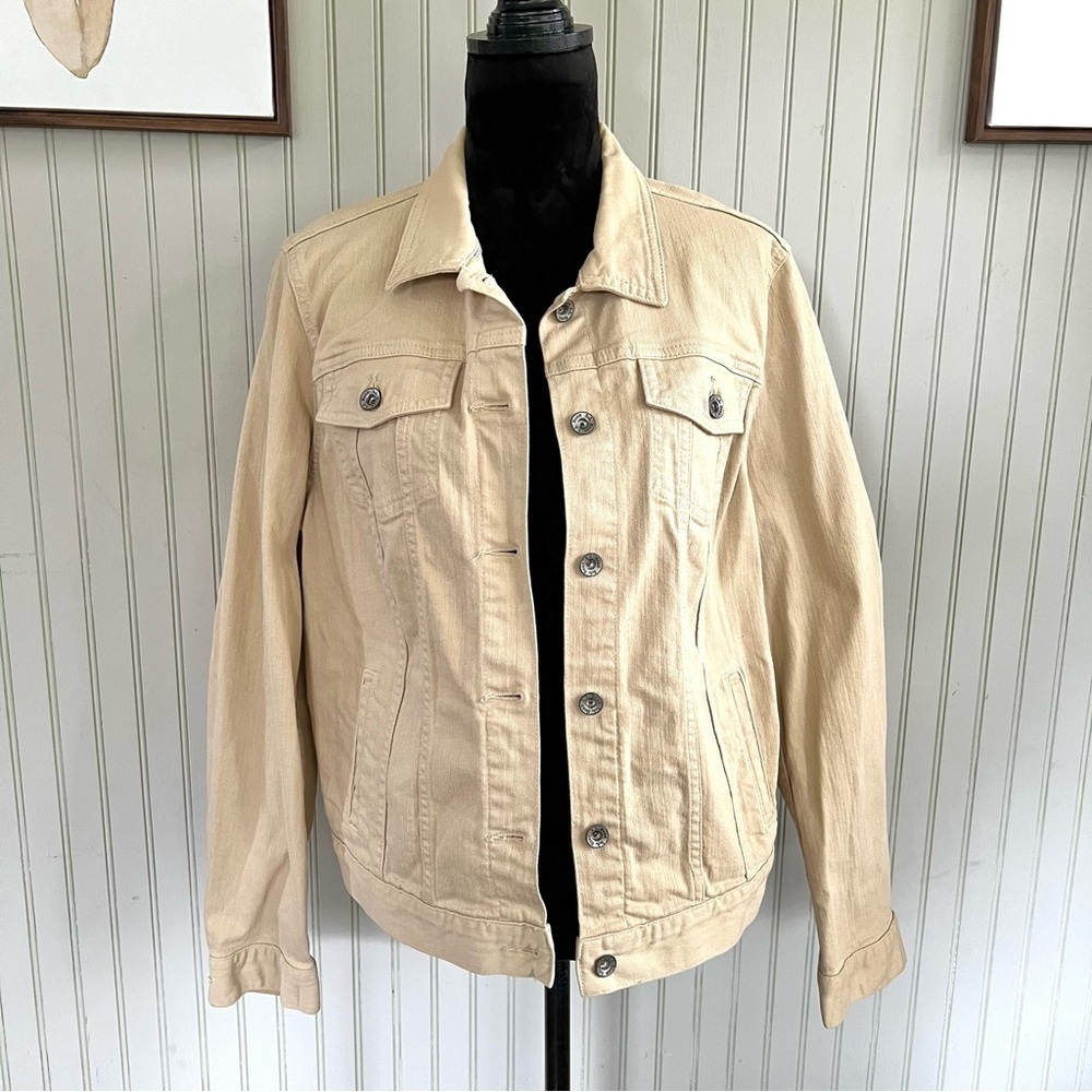 L. L. Bean Tan Denim Trucker Jacket Button Front